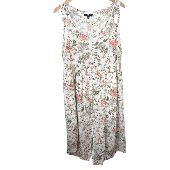 Frye Button Front Midi Dress Sleeveless Scoop Neck Floral Folk Garden Size XL - Picture 3 of 12